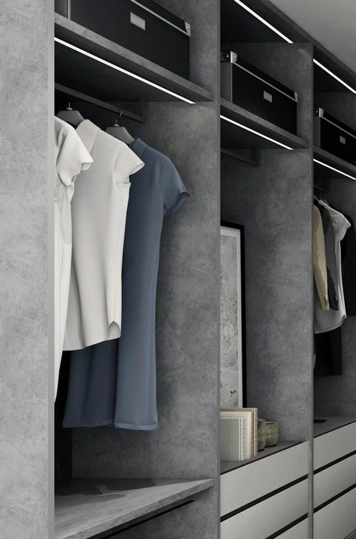 Modern Gray Simple Design Wardrobe Cabinet