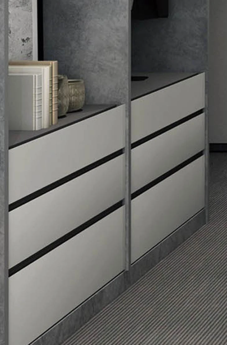 Modern Gray Simple Design Wardrobe Cabinet