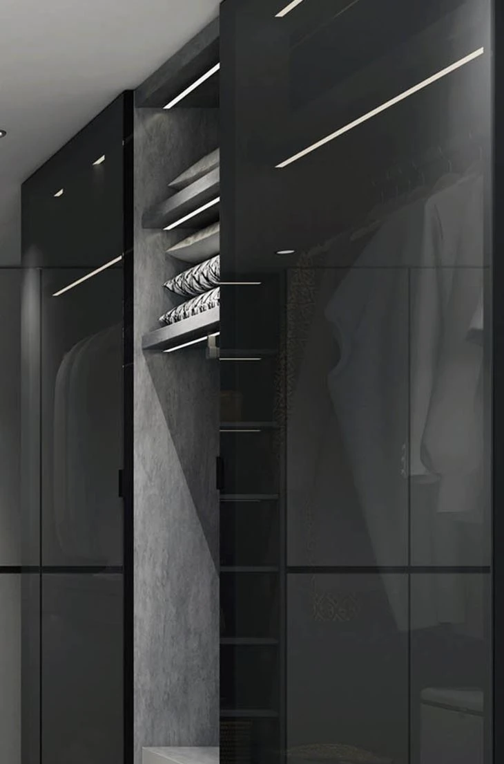 Modern Gray Simple Design Wardrobe Cabinet