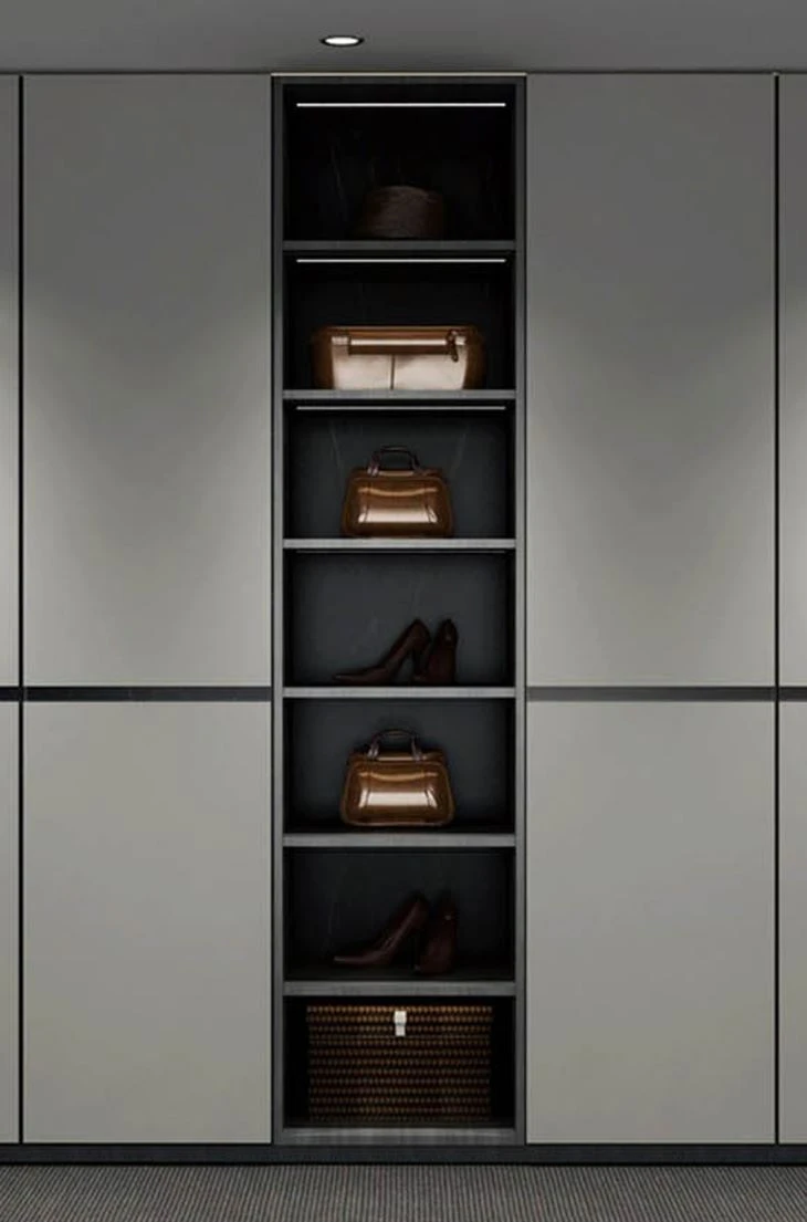 Modern Gray Simple Design Wardrobe Cabinet